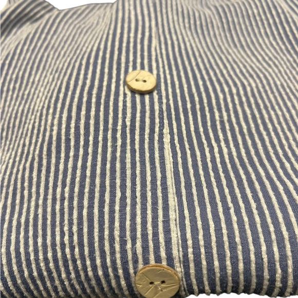 Blue and white Striped sleeves Midi Dress - Picture 12 of 13